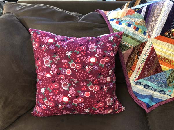 Machine Embroidered Nine Patch Pillow Back