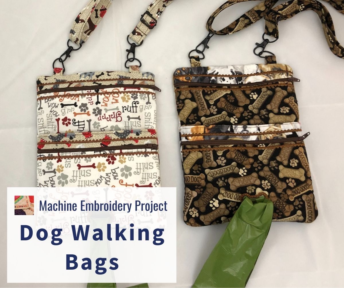Machine Embroidery Dog Walking Bags