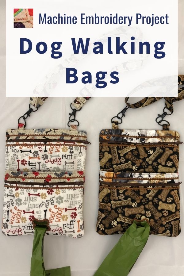 Machine Embroidery - Dog Walking Bags - pin