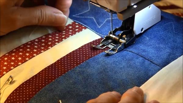 Machine Quilt Stitch in the Ditch Foot Down