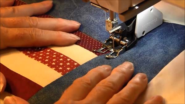 Machine Quilt Stitch in the Ditch Needle Down