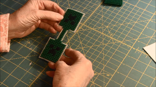 Minecraft Creeper Plastic Canvas Key ring - Stitched