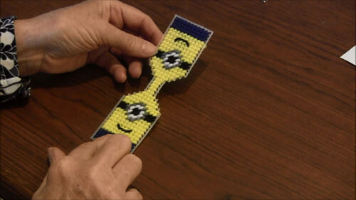 Minion Plastic Canvas Key ring - Stitched