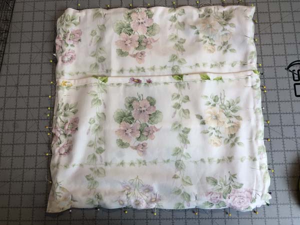 Mothers Day Pillow with Cording Backing Pinned Around