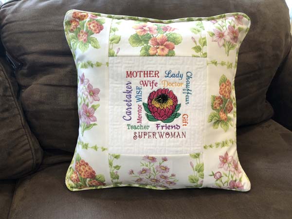 Mothers Day Pillow with Piping Finished Front