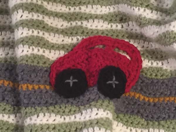 Motorway Crochet Blanket applique car
