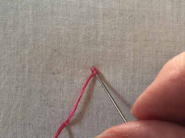 Needlework Colonial Knot Insert Needle Into Fabric