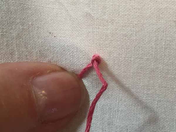 Needlework Colonial Knot Pull Thread Through Knot