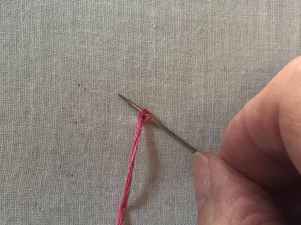 Needlework Colonial Knot Pull tight