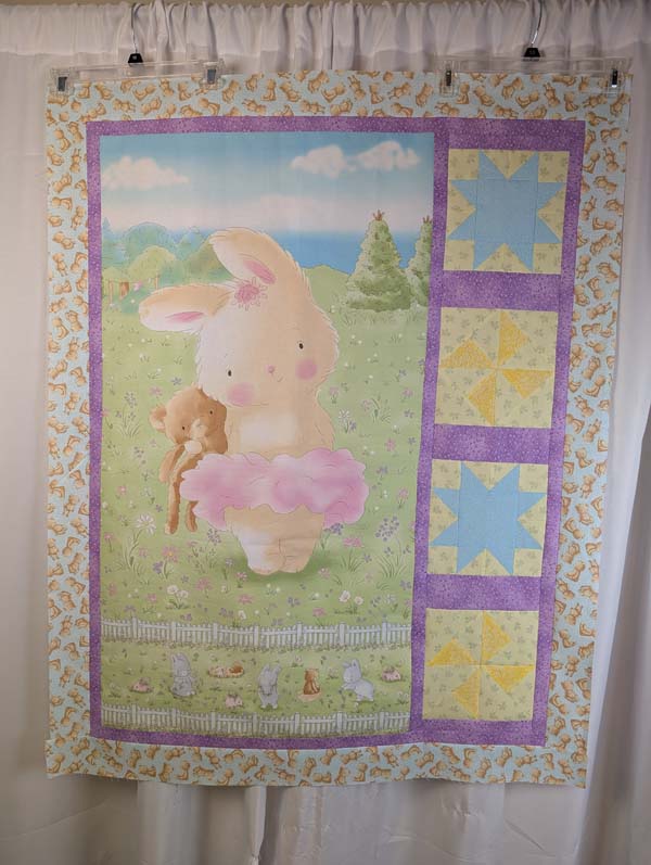 Panel Playtime Quilt with Sawtooth Star Bunny