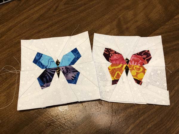 Paper Pieced Butterfly Wall Hanging First Two Butterflies