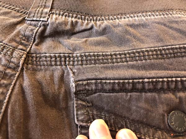 Patch Holes By Pockets In Pants Patch Ironed showing outside