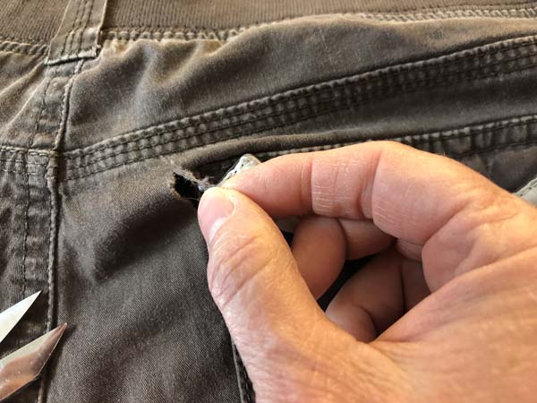 Patch Holes By Pockets In Pants Trim Loose Threads