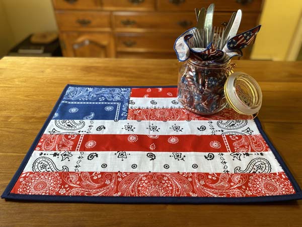 Patriotic Placemat Finished with jar
