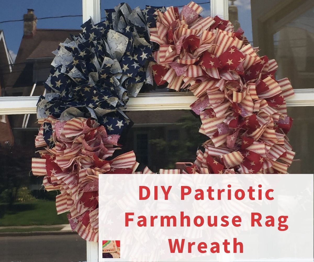 Patriotic Rag Wreath Fabric Rag Wreath Patriotic Wreath Patriotic Fabric Rag Wreath