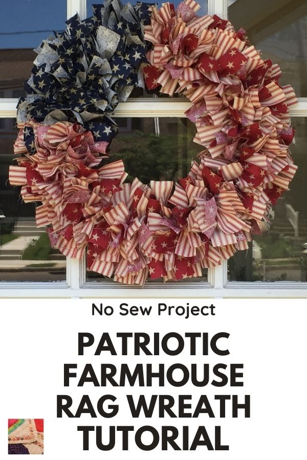Patriotic Farmhouse Rag Wreath Tutorial - pin 2