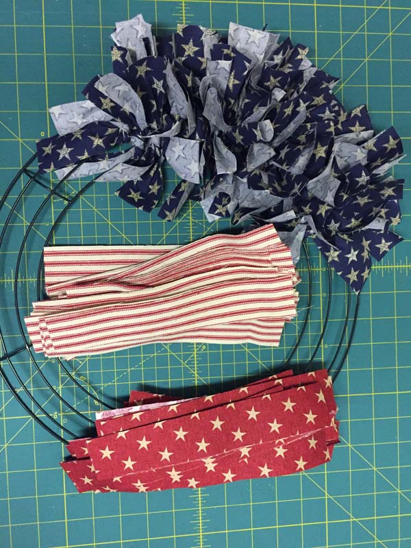 Patriotic Farmhouse Wreath Tutorial Red White Stripes Fabric