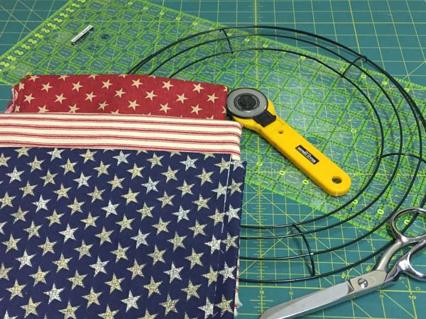 Patriotic Farmhouse Fabric Wreath Tutorial Supplies
