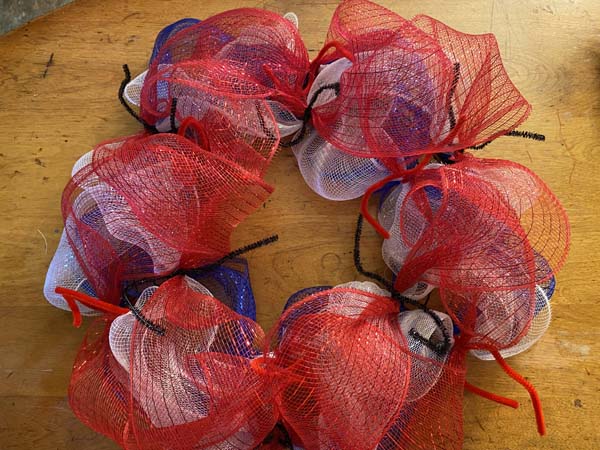 Patriotic Mesh Wreath Red Mesh