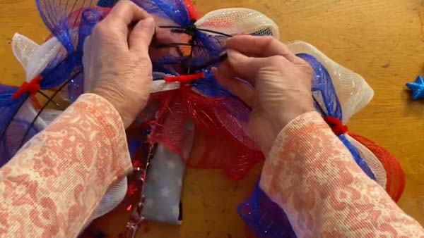 Patriotic Mesh Wreath Twist on Bow