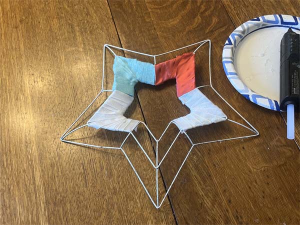 Patriotic Star Wreath 14 Whites Wrapped