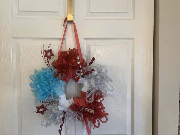 Patriotic Star Wreath Complete On Door