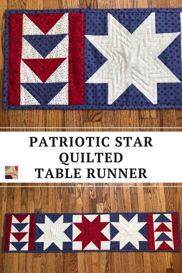 Patriotic Star Quilted Table Runner - pin