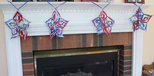 Patriotic Star Garland - Mantle View