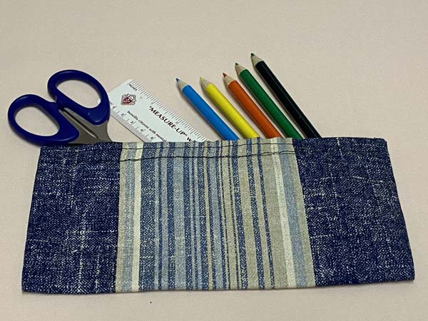 Pencil Case Blue Scissors Ruler Pencils