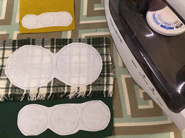 Penny Rug Circles templates ironed onto fabric