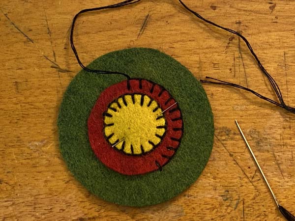 Penny Rug Flower Bookmark 12 Stitch On Large Circle