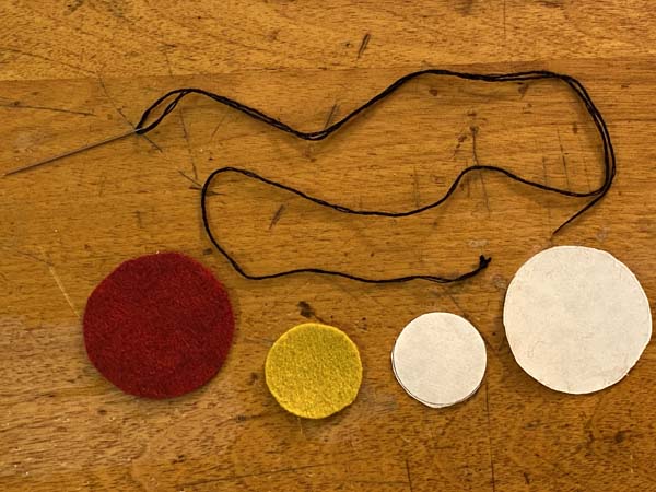 Penny Rug Flower Bookmark 2 Circles and Thread