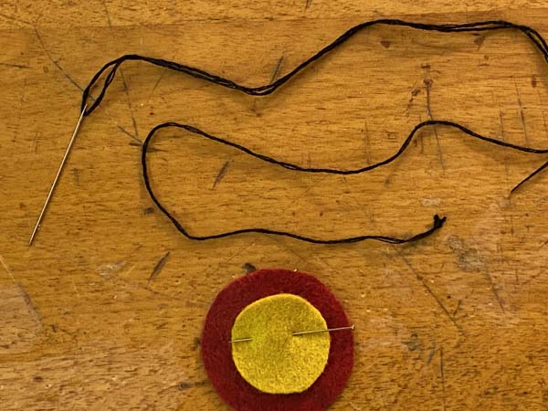 Penny Rug Flower Bookmark 3 Circles Pinned