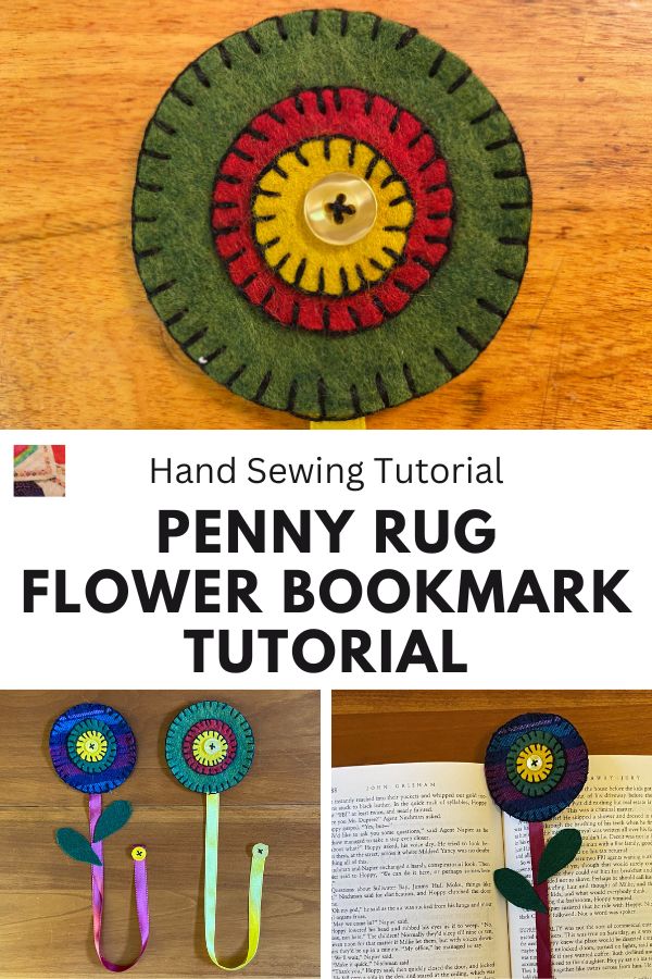 Penny Rug Flower Bookmark Tutorial - pin