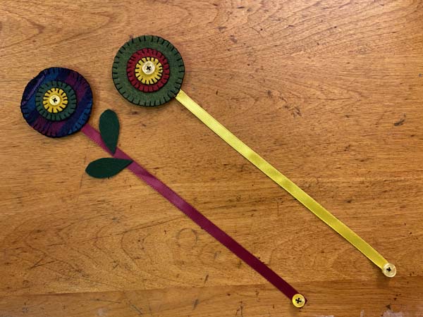 Penny Rug Flower Bookmark Two Bookmarks 2