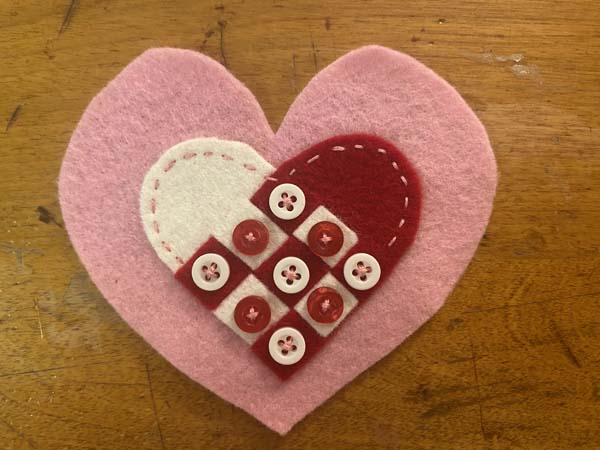 Penny Rug Heart Buttons on Heart