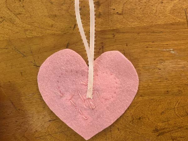 Penny Rug Heart Hanging Loop On Back