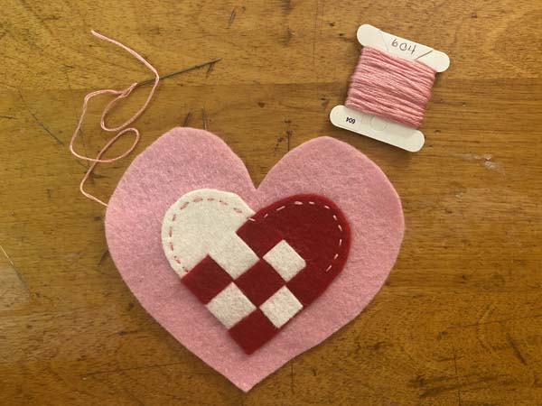 Penny Rug Heart Running Stitch with Floss