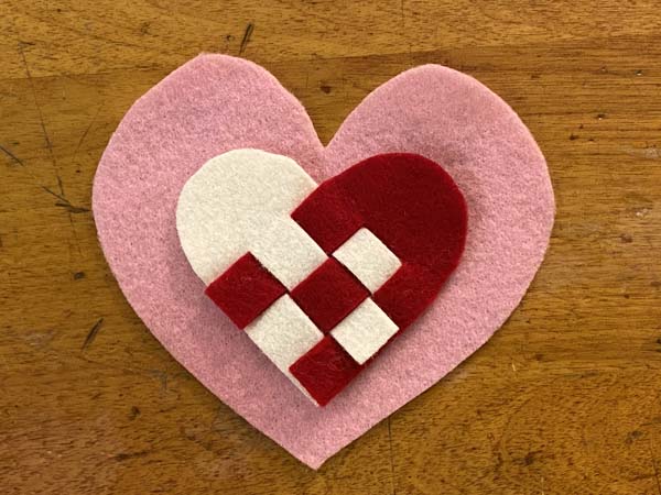 Penny Rug Heart Woven Heart on Pink Heart