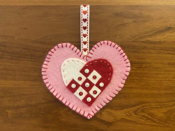 Penny Rug Heart with Sequins