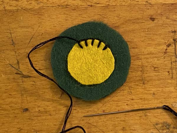 Penny Rug Ornament 13 Several Stitches complete