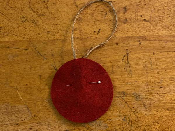 Penny Rug Ornament 23 Pin Back to ornament