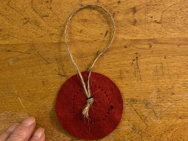 Penny Rug Ornament 23 Stitch Hanging Loop to Back