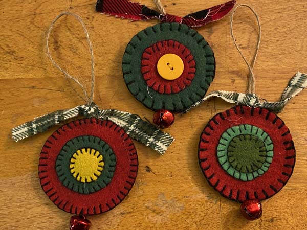 Penny Rug Ornament 34 finished ornaments