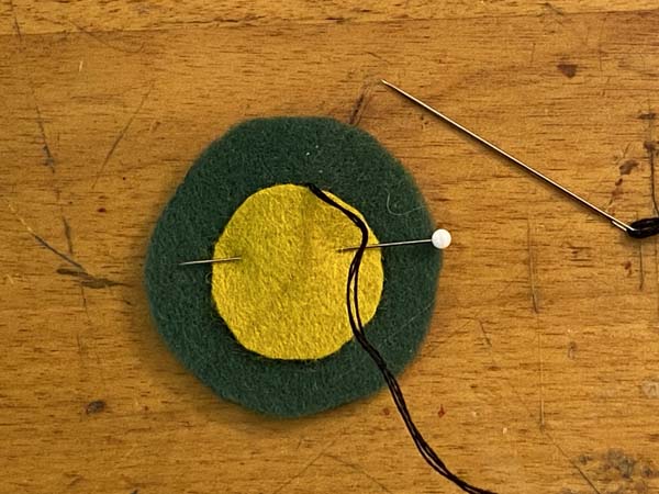 Penny Rug Ornament 6 Pull Thread Through