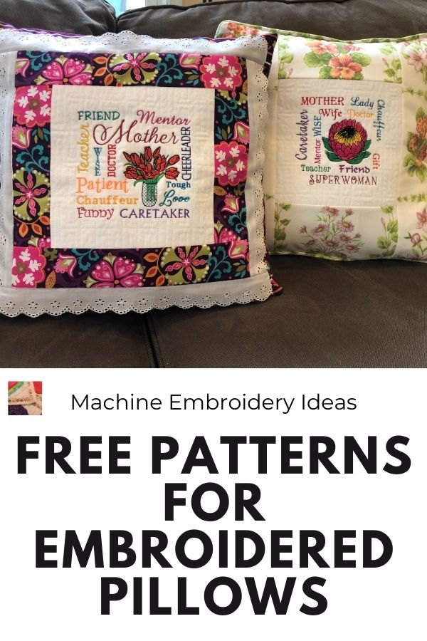 Pillow Free Machine Embroidery Patterns & Project