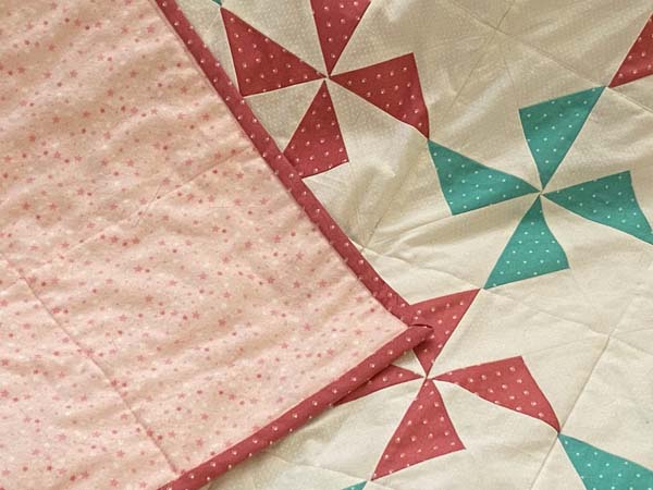 Pinwheel Quilt Close Up Showing Back