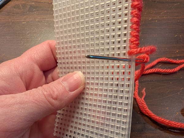 Plastic Canvas Whip Stitch 14 Needle through the next holes