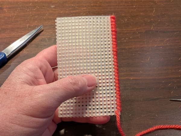 Plastic Canvas Whip Stitch 17 join completed