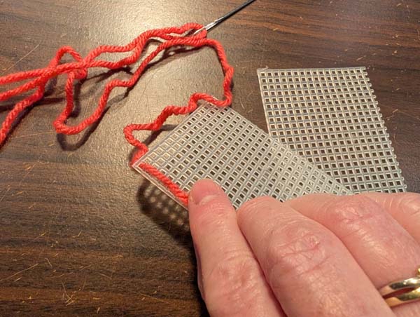 Plastic Canvas Whip Stitch 3 Showing tail on back